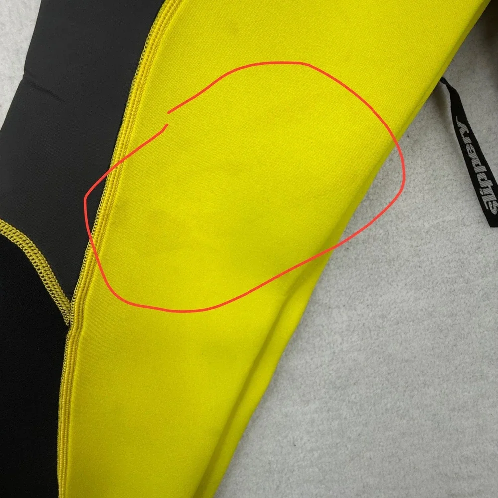 Slippery Shorty Wetsuit Mens Large Black Neon Yellow Neoprene Jet Ski Surf‎ L